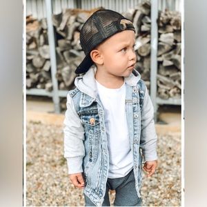 Little Bipsy Oversized Hooded Denim Jacket